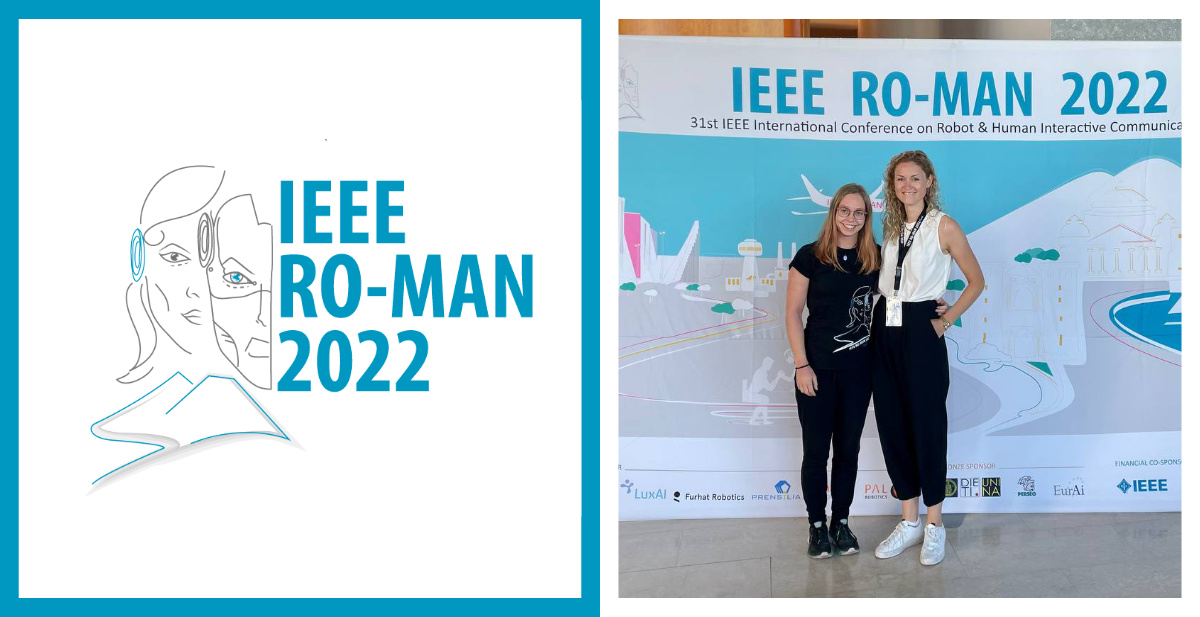 Kim Bastiaanse (links) und Sarah Kleine-Wechelmann (rechts) auf der RO-MAN Konferenz in Neapel.